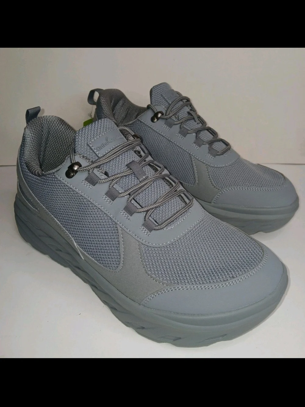 OrthoComfoot Men's 12W Grey Athletic Walking Shoes Cushion Orthopedic OFTN01B